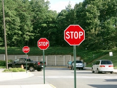 3 stop signs in a row