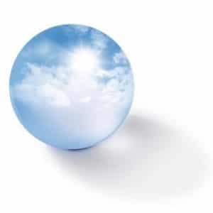 Ball with image of sky in it