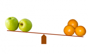 Fruit balance, apples and oranges