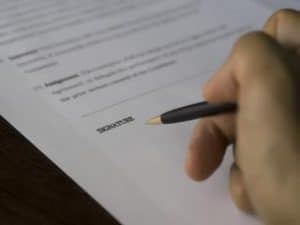 Writing signature on document