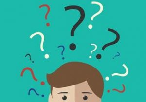 Illustration of Man confused with Question Marks