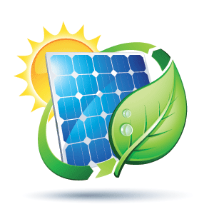 Solar Panel, Leaf and sun icon. Green Energy