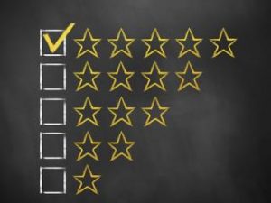 Rating with stars and Check mark