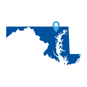 Graphic of Maryland with a Pin on Baltimore