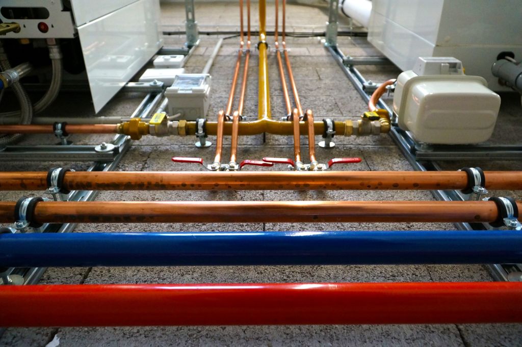 red, orange and blue tubing