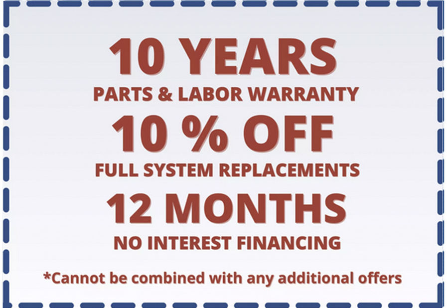 10 years parts % labor warranty